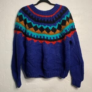 Avon Fashions Vintage fair isle cable knit Sweater women medium retro 90s granny